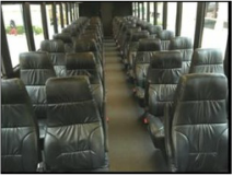 The interior of a spacious and comfortable bus in Plano