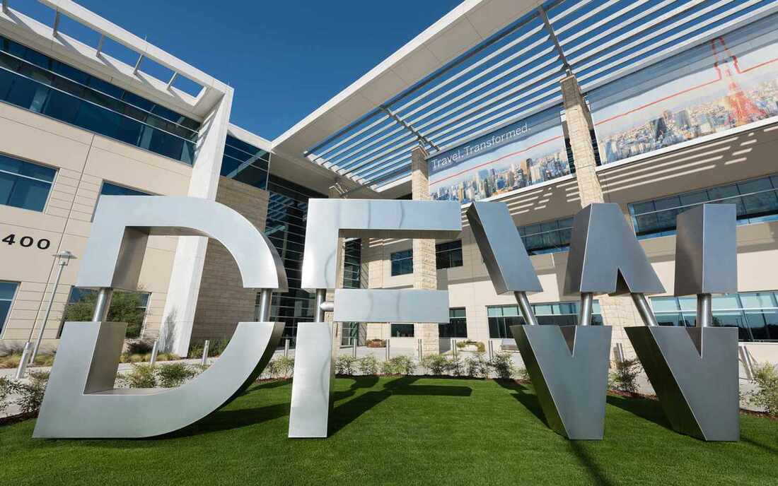 the iconic letters 'DFW' in Plano Texas